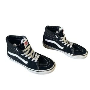 Vans off the Wall Sneakers Kids 13 Black White Hightop Suede Skate Shoe